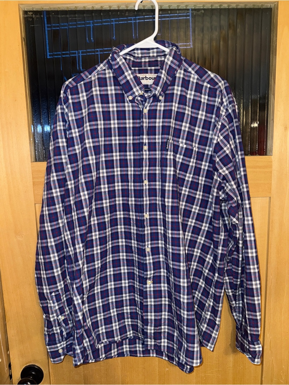 Barbour Shirt Tailored Fit XL Extra Large Men’s Long Sleeve Navy Check 2396